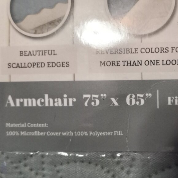 New. 'Camille Collection' Reversible Armchair Protector Scalloped edge - Picture 7 of 8